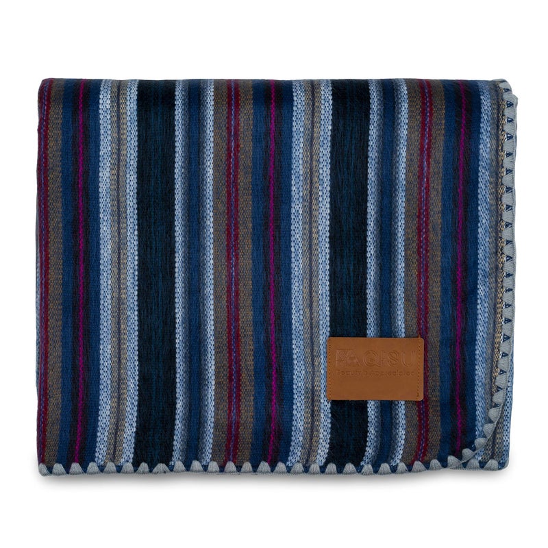 QISU Alpaca Wool Blanket Throw | Large, Beautiful, Warm, Variegated | 85 x 65 inches | Ultra-Soft, Hypoallergenic and Breathable | Non-Itchy or Scratchy (Deep Blue Splash) - Image 1